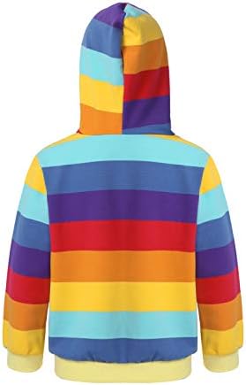 Aislor Girls Kids Patch Rainbow Stripes Print Hoodies s kapuljačom s kapuljačom dugih rukava sa zatvaračem sa zatvaračem s dukserom