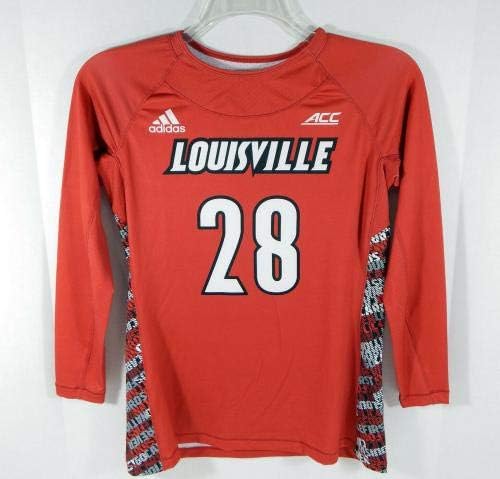 Žene UNI iz Louisville Cardinals 28 Igra Polovna LS Red Jersey Lacrosse L 533 - Koledž rabljena igra