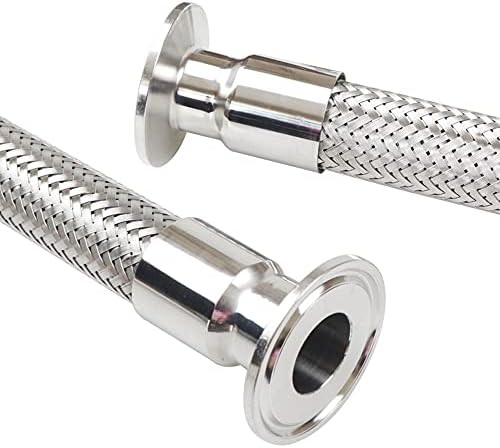 19 25 32 38 45mm Pipe OD x 1.5 2 Tri Clamp Braided Soft Tube Bellow For Homebrew 304 Stainless Steel -