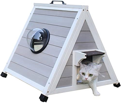 Deblue Feral outdoor Cat House,drvena trokutna kuća za životinje otporna na vremenske uslove i staništa izvan skloništa za mačke sa