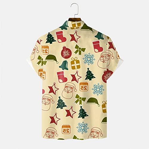 Wybaxz 2022 božićni ljudi casual kratki rukav jesenski zimski božićni 3d tiskane majice Modni top bluzi košulje vino