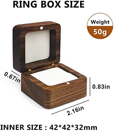 WisePoint personalizirana Drvena kutija za prstenove, Mini kutija za držač Zaručničkog prstena s jednim prorezom, kvadratna kutija