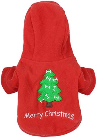 Tiaobug Pas Kratke Rukave Shirt Costume Božić Tree Pet Odjeća Hoodie Hoodie Hoodie Pet Coat Apparel Red Small