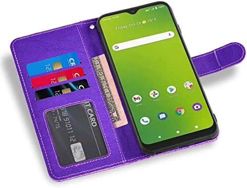 Asuwish futrola za telefon za kriket Dream 5G/Innovate 5G/AT&T Radiant Max 5G / Fusion 5G sa zaštitom ekrana i Glitter Wallet Cover Flip Card Holder Slot Stand Accessories ATT G5 6.82 Žene Muškarci ljubičasta