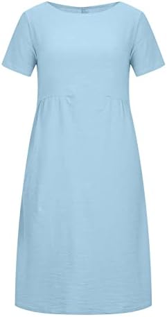 Haljina za žene Ljeto Jesen kratki rukav čamac Spandex linen midi osnovna haljina dame cs