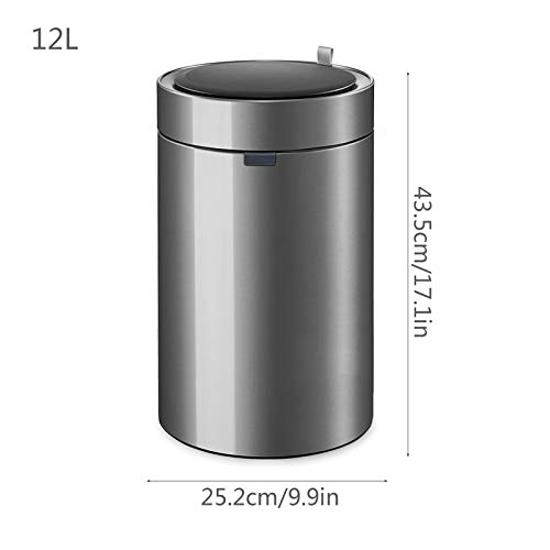 Recikliranje smeća od nehrđajućeg čelika Automatsko smeće Kantonski kanal u obliku bubnja Kantu za smeće može sa poklopcem kreativno pametno smeće, savršeno za kućnu kuhinju Kuhinjski kantu (Veličina: 12L,