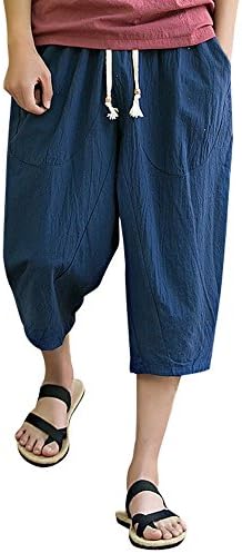 Ticcoy muns capri duge kratke hlače ispod koljena labava fit elastična široka noga vrećice harem hlače nacrtaju casual pamuk kratki posteljina