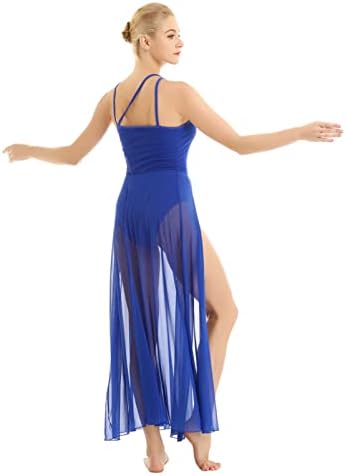 Vernlan za žene za odrasle špagete asimetrično mrežast flotoyy lirski plesni haljina modernog savremenog baletnog kostima