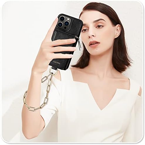 CUSTYPE case Wallet za iPhone 12 Pro Max sa remenom iPhone 12 Pro Max torbica za novčanik sa držačem kartice za žene iPhone Zipper džepni kožni RFID zaštita kamere