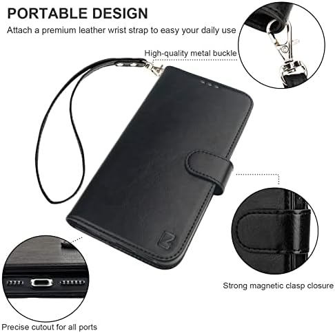 Bocasal torbica za novčanik za iPhone 14 Pro Max, RFID blokirajuća magnetna preklopna futrola sa držačem za kartice za nošenje narukvica,