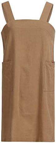 Vermers ženske haljine Pinafore Kvadrat poprečni pregača ležerne kasete bez rukava bez rukava na vrtu radna haljina sa džepovima