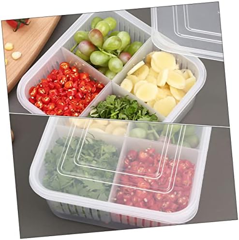 Zerodeko 2pcs kutija posuda za odvod sveži sastojci kante za čuvanje sa belim lukom đumbir odvojivi zaptivni poklopci frižidera kontejneri za frižider voće kuhinja posluživanje priprema hrane od plastičnog voća