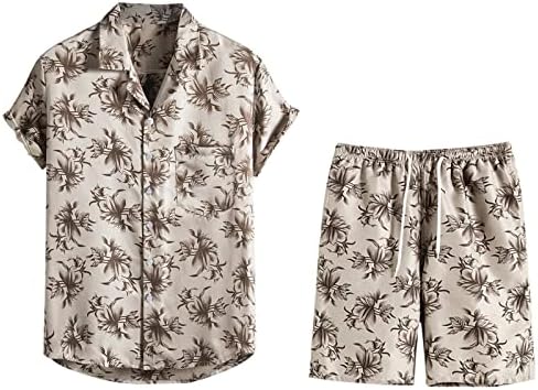 Muške povremene havajske košulje i kratke hlače, casual 2 komada tropske odjeće Labavi kratki rukovi i kratke hlače