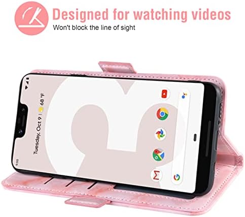 Asuwish kompatibilan sa kućištem Google Pixel 3 XL i kaljenim staklom zaštitnik ekrana ćelijska dodatna oprema držač kartice Slot postolje hibridna koža Flip Folio mermerni novčanik poklopac telefona za Pixel3 3XL Pink