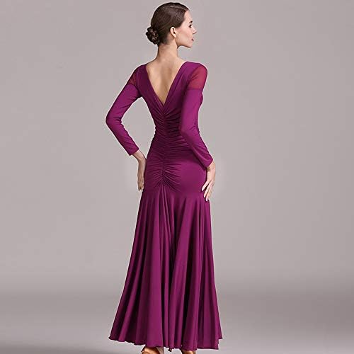 V-izrez dugih rukava čipkavi čipka velike ljuske bezne Walt haljine za zabavu Ballroom Rumba tango flamenco ples nose žene