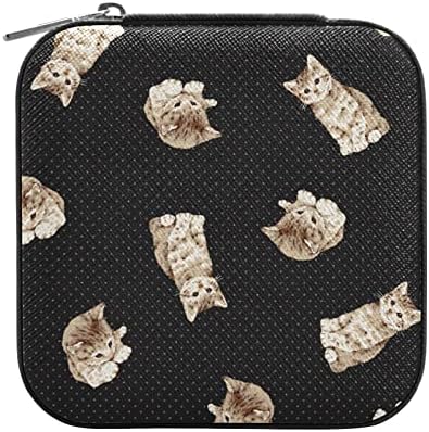 Emelivor Pretty Cute Cats putna torbica za nakit PU kožna prenosiva kutija za nakit Organizator putnog nakita mala kutija za nakit