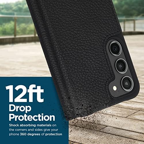 Case-Mate Samsung Galaxy S23 Plus Case [6.6] [12ft zaštita od pada] [bežično punjenje] crna kožna torbica za Folio telefon za Samsung