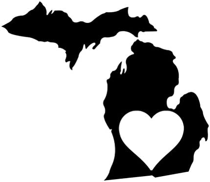 Michigan srčani državni silhoueta 6 Vinil naljepnica naljepnica