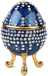 Furuida Blue Faberge Egg Rhinestones Nakit Za Nakit Sa Šarkama Emajl Ručno Oslikani Vintage Ukrasi Jedinstveni Poklon