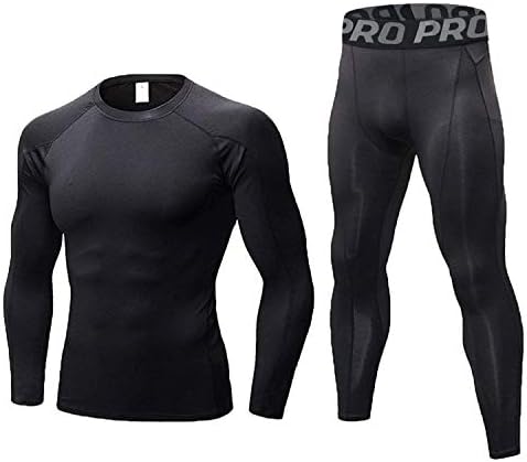 LANBAOSI MENS Workout Set kompresije hlača i košulje s dugim rukavima Zimski topli toplotni bazni sloj TOP & Dno