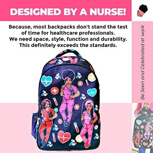 Reflections by Zana Cuties ruksak za afroameričke medicinske sestre, studente i zdravstvene radnike - trajni prijenosni Računari velikog
