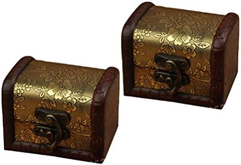 Cabilock Auxtical 2 kom Mali drevni kineski stil drvene kutije za odlaganje nakita kutija za pakiranje delikatnog poklopca za skladištenje