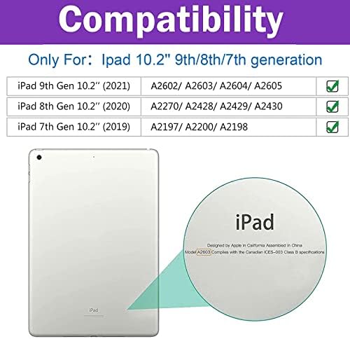 Slučaj Sofunmoky za iPad 9. / 8. / 7. generaciju 10,2 inča 2021 2020 2019 Poklopac držač za ruke 360 ​​° Rotirajuća mutipana štanda