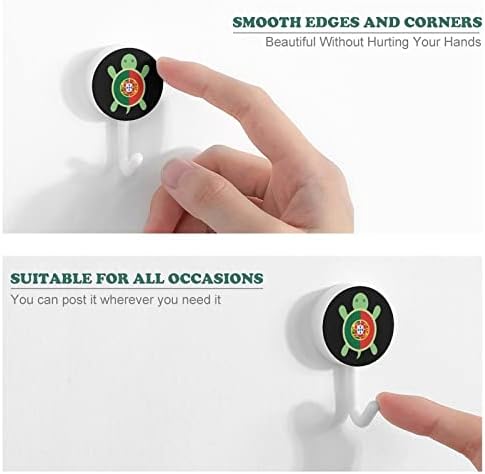 Portugal zastava kornjače Okrugle plastične kuke za višekratnu ljepljivu kuke Viseće zidne kuke za kuhinju Kupatilo 10 paketa