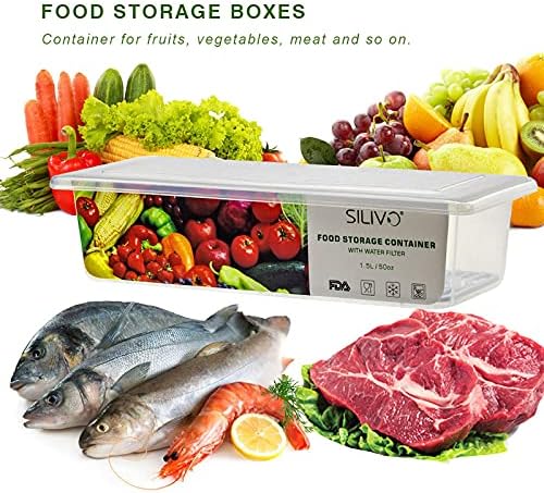 SILIVO kontejneri za skladištenje hrane za frižider-1,5 L proizvode posude za čuvanje frižidera sa odvojivom ladicom za odvod Čuvajte