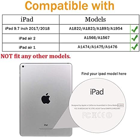 Slučaj za iPad 9.7 6. / 5. Generacija - Zaštitni poklopac za rotiranje 360 ​​stupnjeva sa automatskim spavanjem za iPad 9,7 inča 2018
