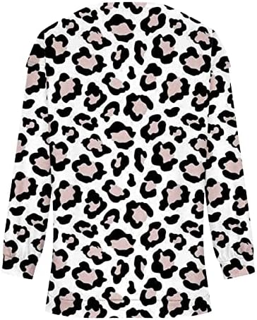 NOKMOPO majice za žene Casual Patchwork štampani Dugi rukav okrugli vrat pulover Loose Top