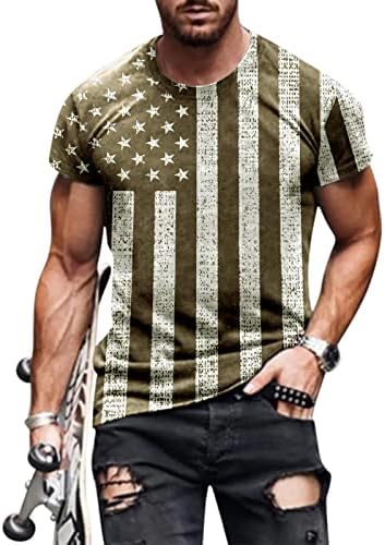 Ubst muns vojnik kratki rukav majice Patriotsko retro američka zastava mišića Slim Fit Tee vrhovi ljetna casual majica