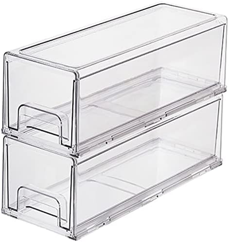 Yatmung Clear ladice izvucite kante za organizatore frižidera - ladice za frižider koje se mogu slagati - hrana, ostava, zamrzivač, organizacija plastičnih kuhinja-organizacija frižidera i kontejneri za skladištenje (2 pakovanja / mali