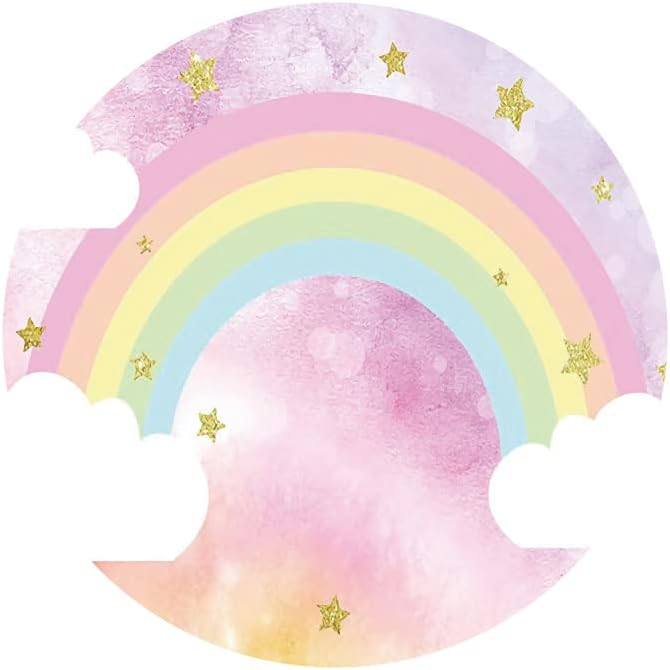 Yeele 7x7ft Rainbow okrugla pozadina Sažetak Pink Sky White Cloud Gold Stars fotografija pozadina djevojke Baby Shower dekoracija