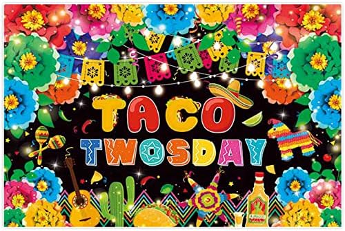 Allenjoy 68 x 45 Taco Twosday 2. Rođendanska zabava pozadina Meksička Fiesta tema drugi bday potrepštine za zabavu Banner torta Tabela