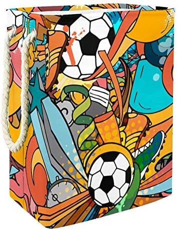Inhomer bešavni uzorak sa fudbalskom loptom 300d Oxford PVC vodootporna odjeća Hamper velika korpa za veš za ćebad igračke za odjeću