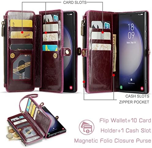 Defencase Samsung Galaxy S22 Ultra Case, Galaxy S22 Ultra case Wallet za žene muškarce, Vintage PU Koža Magnetic Flip remen ručni