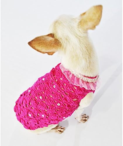 Ružičasta jedinstvena kukičana odjeća za kućne ljubimce Mala srednje velike pseće odjeće 17f