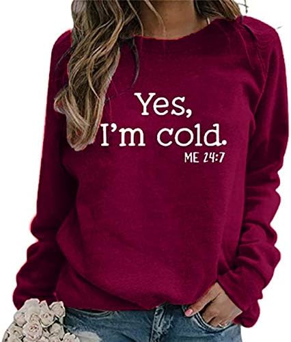 Da, hladno je slovo tiskani vrhovi ženske trendy dukserice plus veličina O-izrez pulover dame dugih rukava casual majica