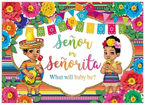 Allenjoy 82 x 59 Meksička Fiesta Senor ili Senorita Spol otkriva pozadinu za zabavu za Cinco De Mayo on ili ona dječak djevojčica