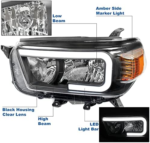 ZMAUTOPARTS LED cijev farovi prednja svjetla Crna kompatibilna sa 2010-2013 Toyota 4Runner