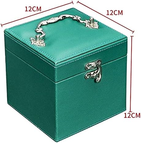 SMLJLQ kutija za nakit tri sloja za skladištenje kapaciteta kutije za odlaganje kože sa ručkama za pohranu baršuna