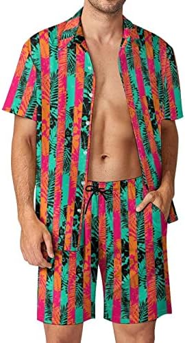 Muške havajske majice i kratke hlače 2 komada odijelo za odmor casual gumb prema dolje Havajski set tiska tropske košulje