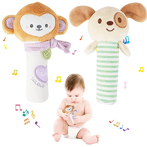 Funsland Baby zvečke igračke meke plišane ruke zvečke igračke za držanje za ruke punjene životinje zvečke šejker za 3 6 9 12 mjeseci