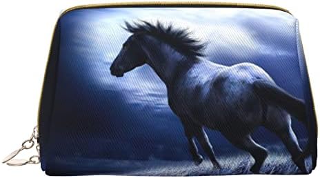 Aseelo Blue Horse Mala kozmetička torba Kožne prijenosne šminke kozmetičke torbe za ženske torbe za šminku torbica Travel Toalet Torba