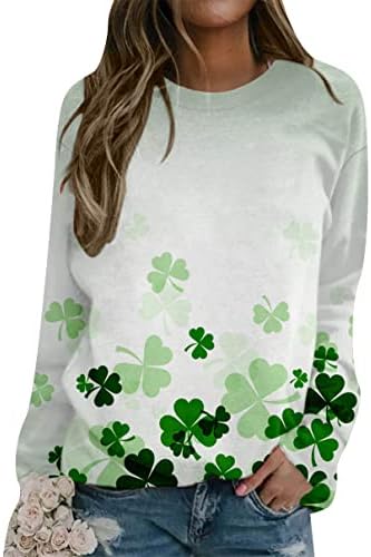 Yming womens sv. Patricks Dan shamrock košulje s dugim rukavima od tiskanog skakača irski okrugli vrat Slauchy pulover vrhove