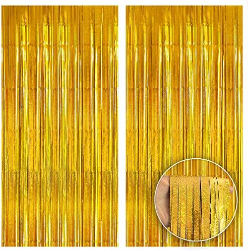 KatchOn, iridescentna Zlatna pozadina sa resama-XtraLarge, 6, 4x8 stopa, pakovanje od 2 / iridescentna zavjesa od zlatne folije, dekoracije