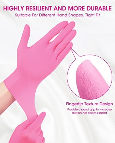 Funfe jednokratne nitrilne rukavice, 100kom ružičaste rukavice srednje zaštitne rukavice nitrilne rukavice za čišćenje bez lateksa