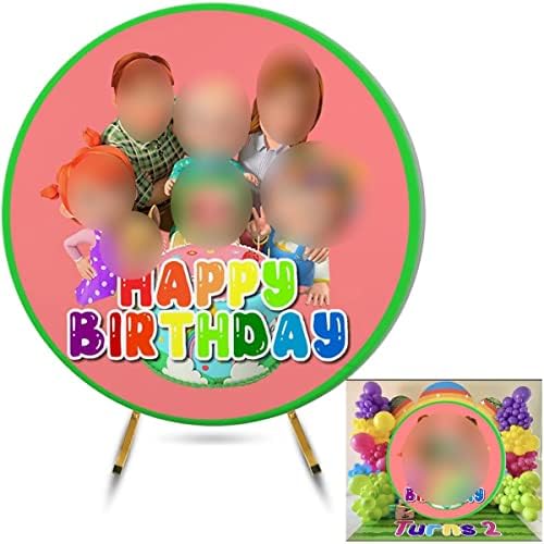Baby Birthday Party okrugla pozadina navlaka 7.5 ft prečnik crtani rođendanski ukras Super Baby Elastic periva Ironable tkanina