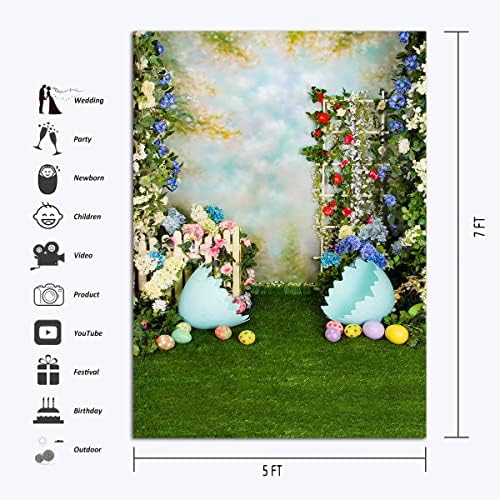 Proljeće Uskrs pozadina za fotografiju 5x7ft vrt cvijet ograda zelena trava uskršnja jaja fotografija pozadina za djecu portret novorođenčad